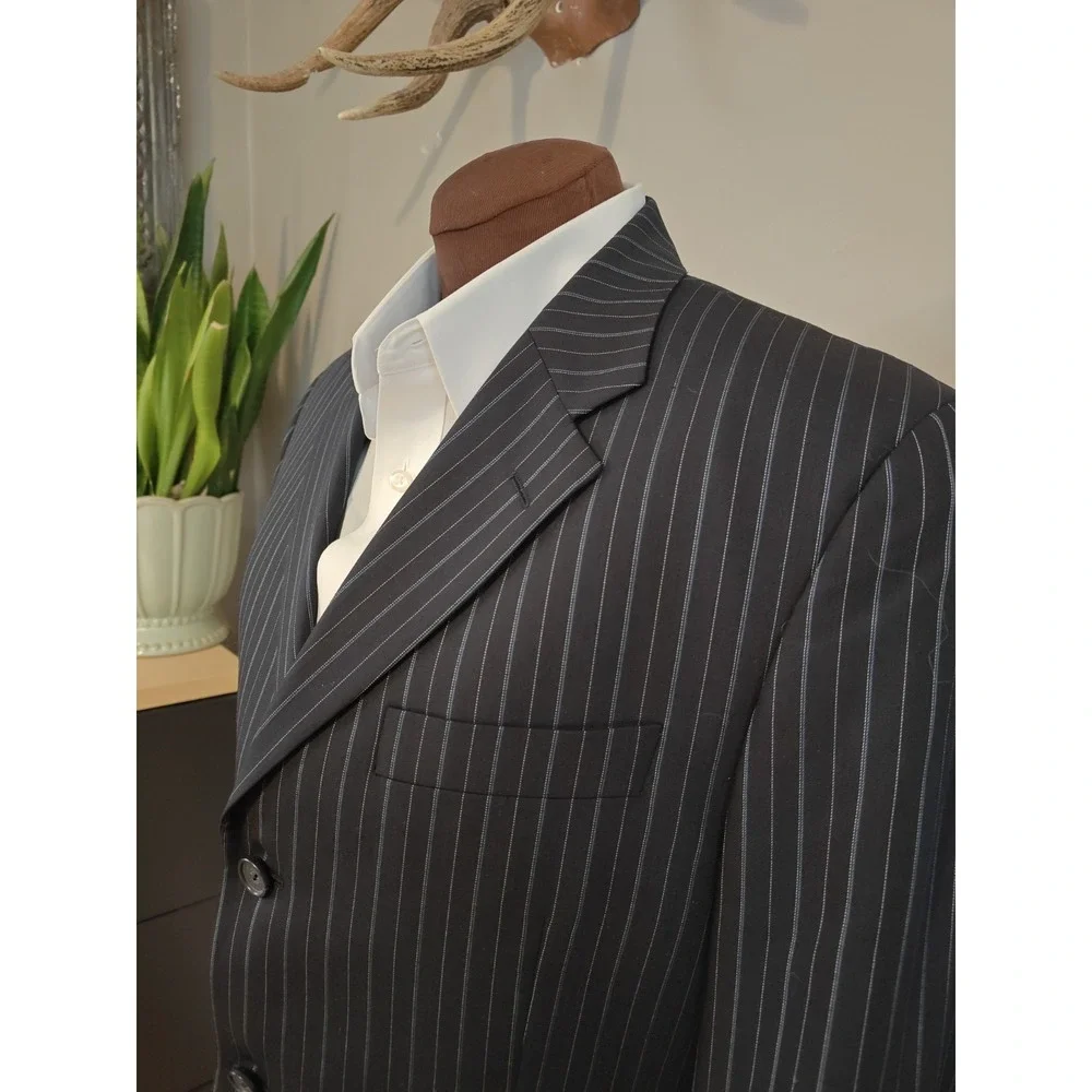 Jack Victor Mens Wool Sports Coat 40R Blue Striped 3 Button Blazer Canada